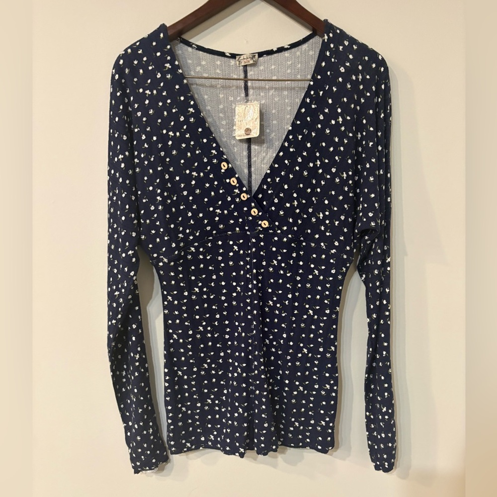 Free People Navy Floral Pajama Romper NWT - Picture 2 of 5